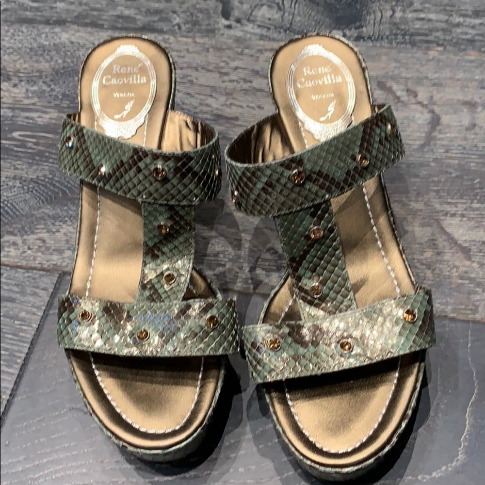 Rene Caovilla snake skin wedges